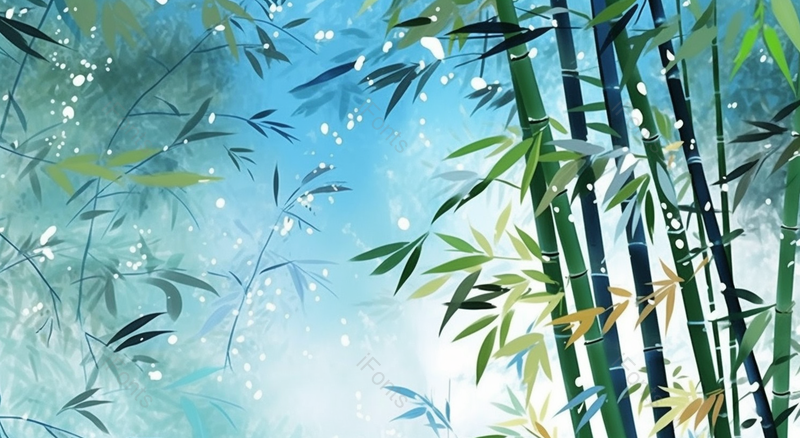 创意竹林雪景蓝色唯美渐变,插画/手绘图,插画/手绘图库,插画/手绘图下载,插画/手绘